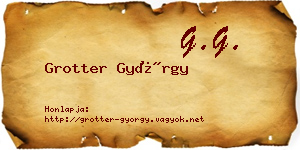 Grotter György névjegykártya